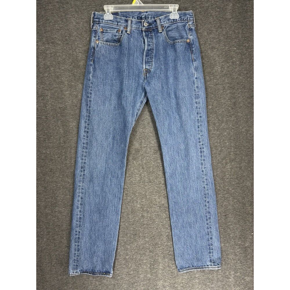 LEVIS 501 Jeans Mens 32x34 Denim Blue Button fly straight leg casual
